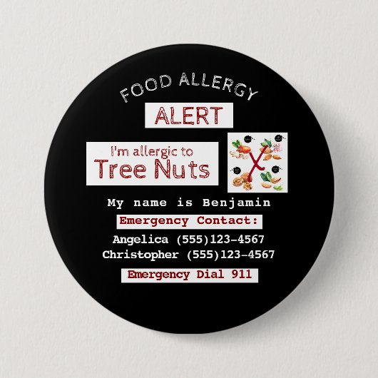 BaumNut Food Allergy Alert Label Button (Vorderseite)