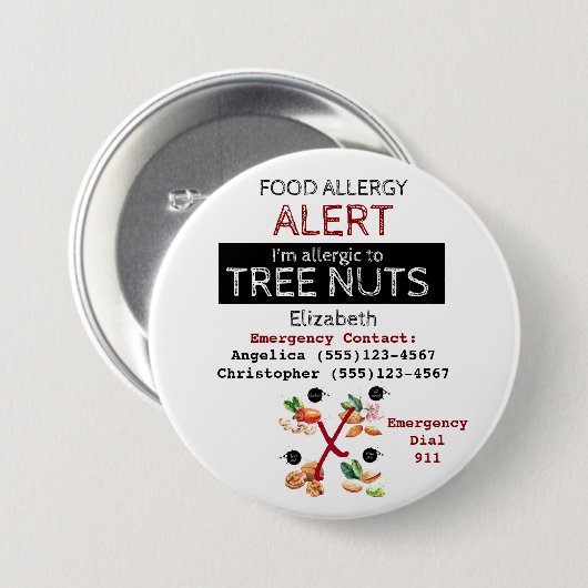 BaumNut Food Allergy Alert Label Button (Vorne & Hinten)