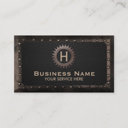 Baumongram aus Gerahmtem Dunkelleder Visitenkarte (Vorderseite)