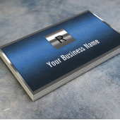 Baumongram, Blue Metal Border Visitenkarte