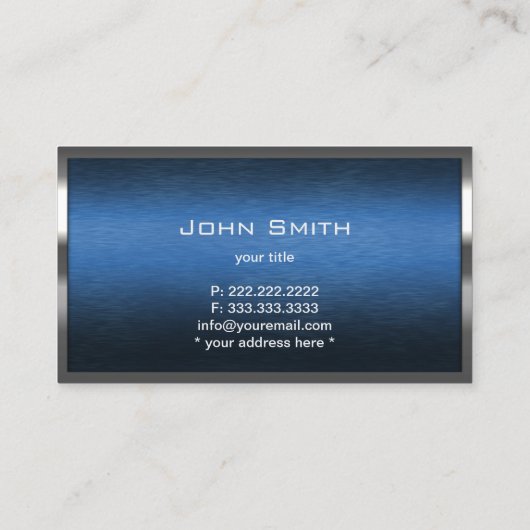 Baumongram, Blue Metal Border Visitenkarte (Rückseite)