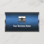 Baumongram, Blue Metal Border Visitenkarte (Vorderseite)