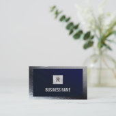 Baumongram, Blue Metal Border Visitenkarte (Stehend Vorderseite)