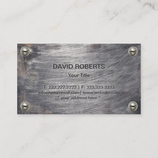 Baumongramm Berufliches Grunge Metal Visitenkarte (Rückseite)