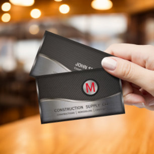 Baumonogramm LOGO Schwarz und Silber Metall Visitenkarte