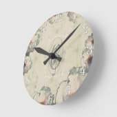 Baumpeony und Holzmonogramm Runde Wanduhr (Winkel)