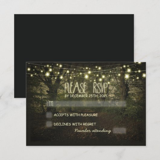 Baumpfad rustikale Hochzeitskarten RSVP Karte (Vorne/Hinten)