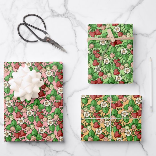 Baumplanpapier für Erdbeeren Geschenkpapier Set (Vorderseite)