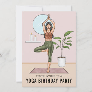 Baumpose-Workout Frau Yoga Geburtstagsfeier Einladung