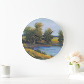 Baumreflektion II Große Wanduhr (Zuhause)