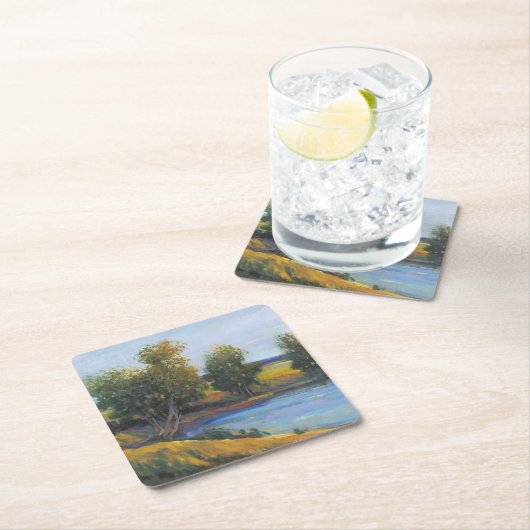 Baumreflektion II Rechteckiger Pappuntersetzer (Vor Ort)