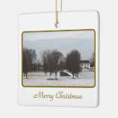 Baumreihe im Schnee Keramikornament (Links)