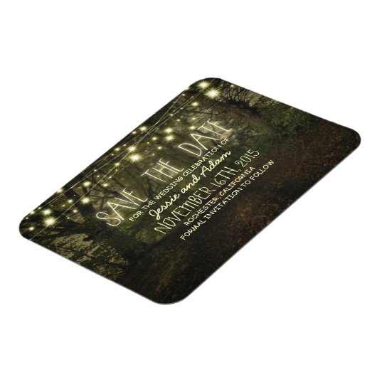 Baumreihenfolge rustikal Save the Date Magnet (Linke Seite)