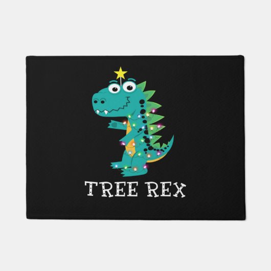 Baumrex. Animal Pun Funny Dinosaur Christmas Paja Fußmatte (Vorderseite)