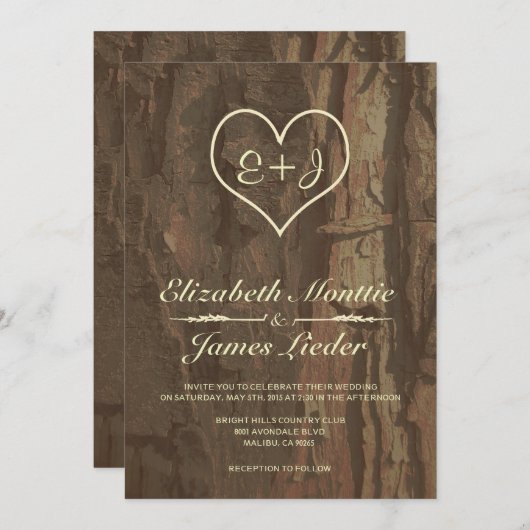 Baumrinde-Hochzeits-Einladungen Einladung (Vorne/Hinten)