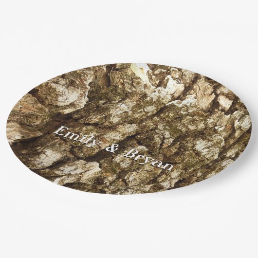 Baumrinde II Naturtexturierte Konstruktion Pappteller (Schrägansicht)