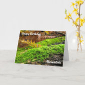 Baumrinde im Herbstmoos - benutzerdefinierte Gebur Karte (Gelbe Blume)