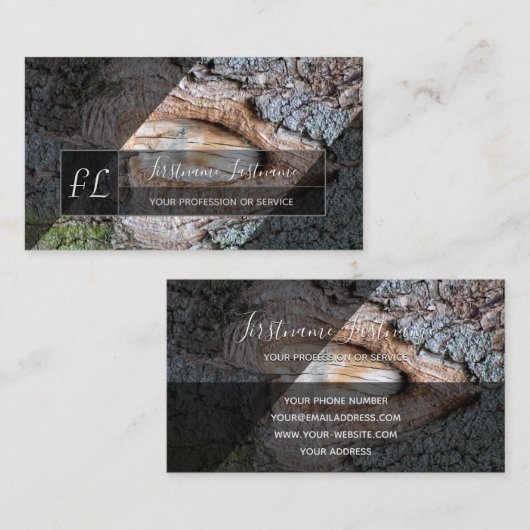 Baumrinde mit grauem Dreieck Visitenkarte (Vorne/Hinten)