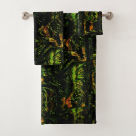 Baumrinde unter grünem Hammerglas Badhandtuch Set