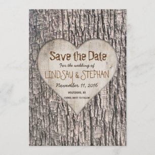 Baumrinden-Ankündigungskarte Save The Date