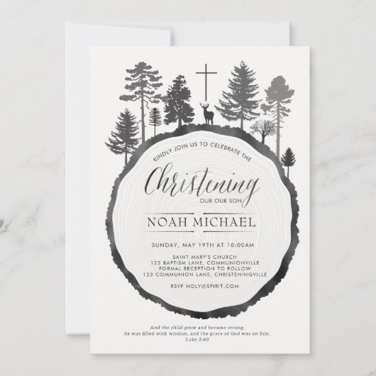 Baumring mit Hirschfeiern Einladung (Vorderseite)