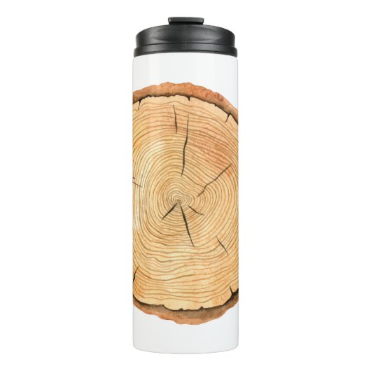 Baumringe. Aquarellbild. Handschrift Thermosbecher (Vorderseite)