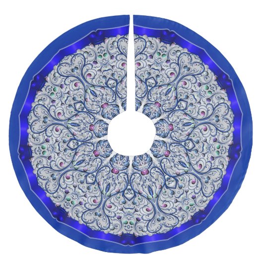 Baumrock - Cobalt Wirbel Tree Polyester Weihnachtsbaumdecke (Vorderseite)