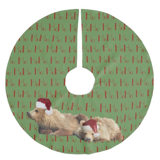 Baumrock mit Grizzlybärchen Polyester Weihnachtsbaumdecke (Vorderseite)