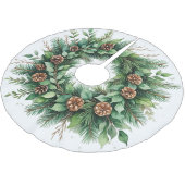 Baumrock mit Kiefernreath und Cones Illustration Polyester Weihnachtsbaumdecke (Schrägansicht)
