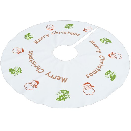 Baumrock - Santa und Holly Polyester Weihnachtsbaumdecke (Schrägansicht)