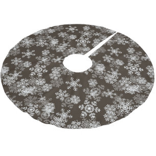 Baumrock-Snowflakes-Brown Polyester Weihnachtsbaumdecke