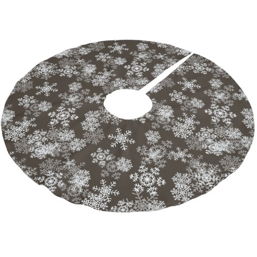 Baumrock-Snowflakes-Brown Polyester Weihnachtsbaumdecke (Schrägansicht)
