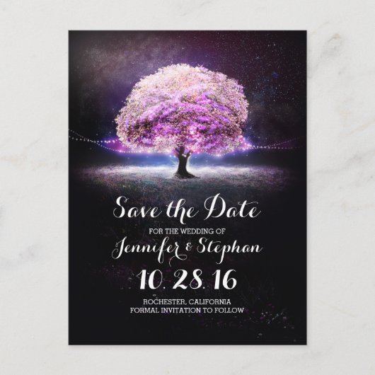 Baumromantik Save the Date Postkarte (Vorderseite)