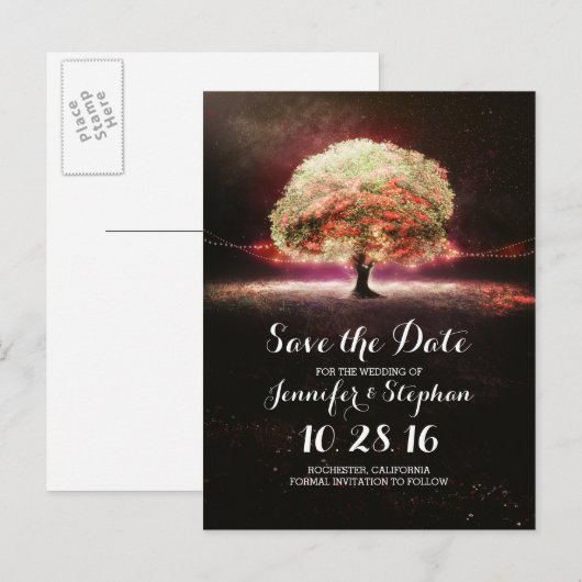 Baumromantik Save the Date Postkarte (Vorne/Hinten)
