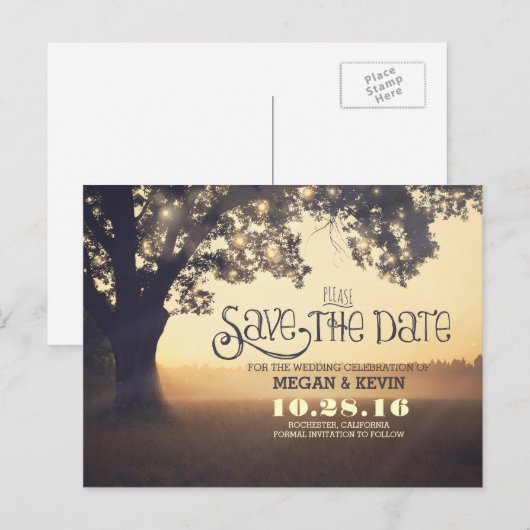 Baumromantik Save the Date Postkarte (Vorne/Hinten)