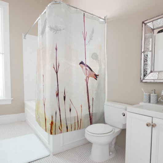 Baumschläfer Vogel und Federn Duschvorhang (Beispiel)