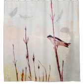 Baumschläfer Vogel und Federn Duschvorhang (Vorderseite)