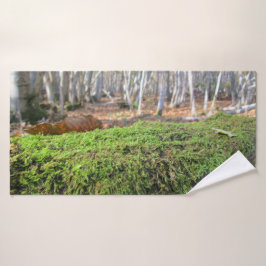 Baumschlummer im Herbstmoos - Personalisiert Badhandtuch Set