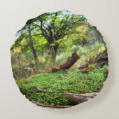 Baumschlummer im Herbstmoos - Personalisiert Rundes Kissen (Rückseite)