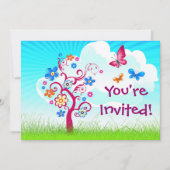 Baumschmetterling Blume Einladung (Vorderseite)