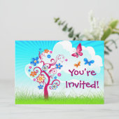 Baumschmetterling Blume Einladung (Stehend Vorderseite)