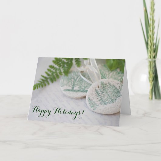 Baumschmuck auf alter Handschrift Feiertagskarte (Vorderseite)
