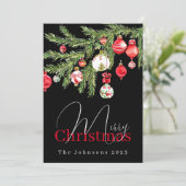 Baumschmuck mit Namen und Jahr Feiertagskarte (Stehend Vorderseite)