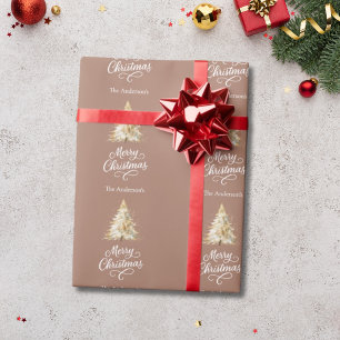 Baumschnee mocha braun Weihnachten Geschenkpapier