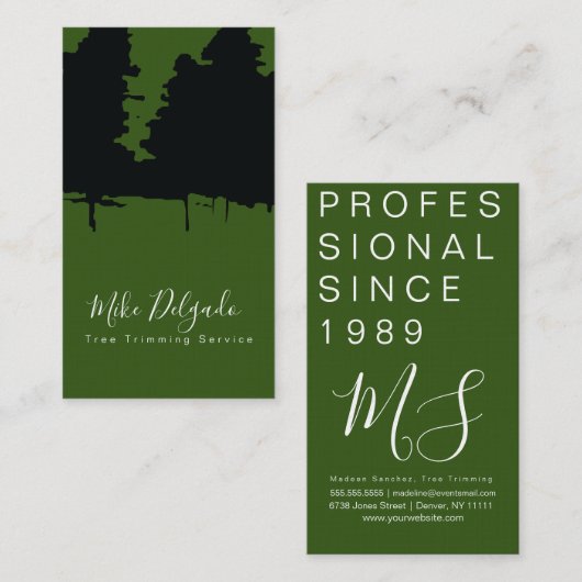 Baumschneiden Landschaften fett Pinienbäume schwar Visitenkarte (Vorne/Hinten)