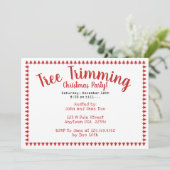 Baumschneiden Weihnachtsfest Party Rot/Weiß Schrif Einladung (Stehend Vorderseite)