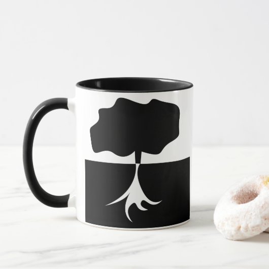 Baumschwarz und Weiß Tasse (Mit Donut)