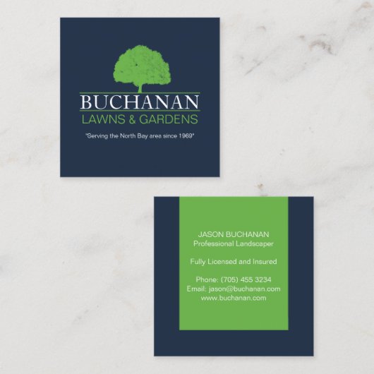 Baumservice Gartenkarte Quadratische Visitenkarte (Vorne/Hinten)