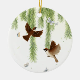 Baumspangen unter einem weinenden Willow-Personali Keramik Ornament