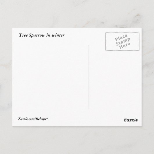 Baumsparrow im Winter Postkarte (Rückseite)